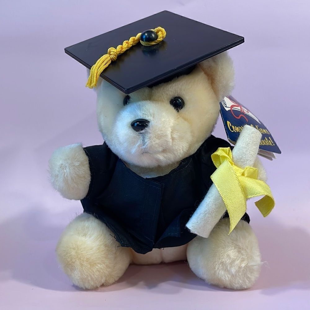 Vintage 1986 R. Dakin Congratulations Graduate Teddy Bear in Cap & Gown Excelle…